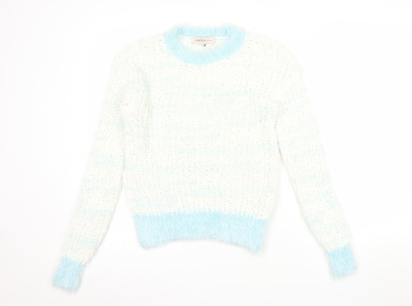 Marks and Spencer Women’s White Blue Chunky Knit Pullover Jumper Size 6