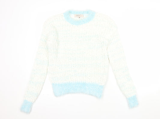 Marks and Spencer Women’s White Blue Chunky Knit Pullover Jumper Size 6