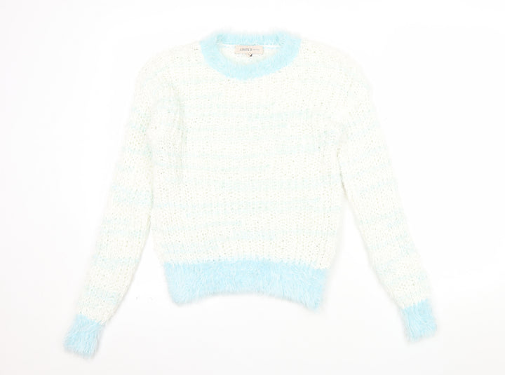 Marks and Spencer Women’s White Blue Chunky Knit Pullover Jumper Size 6