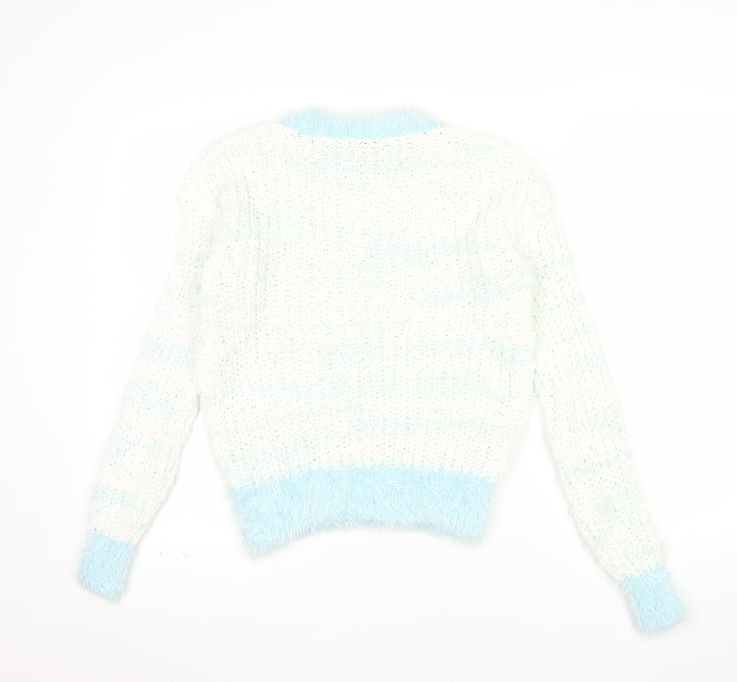 Marks and Spencer Women’s White Blue Chunky Knit Pullover Jumper Size 6