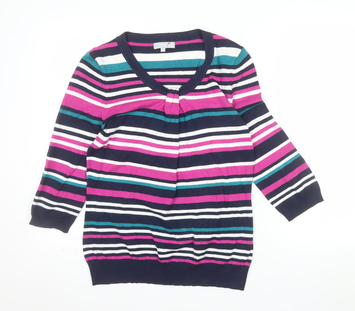 Marks and Spencer Women’s Multicoloured Striped V-Neck Jumper Size 12
