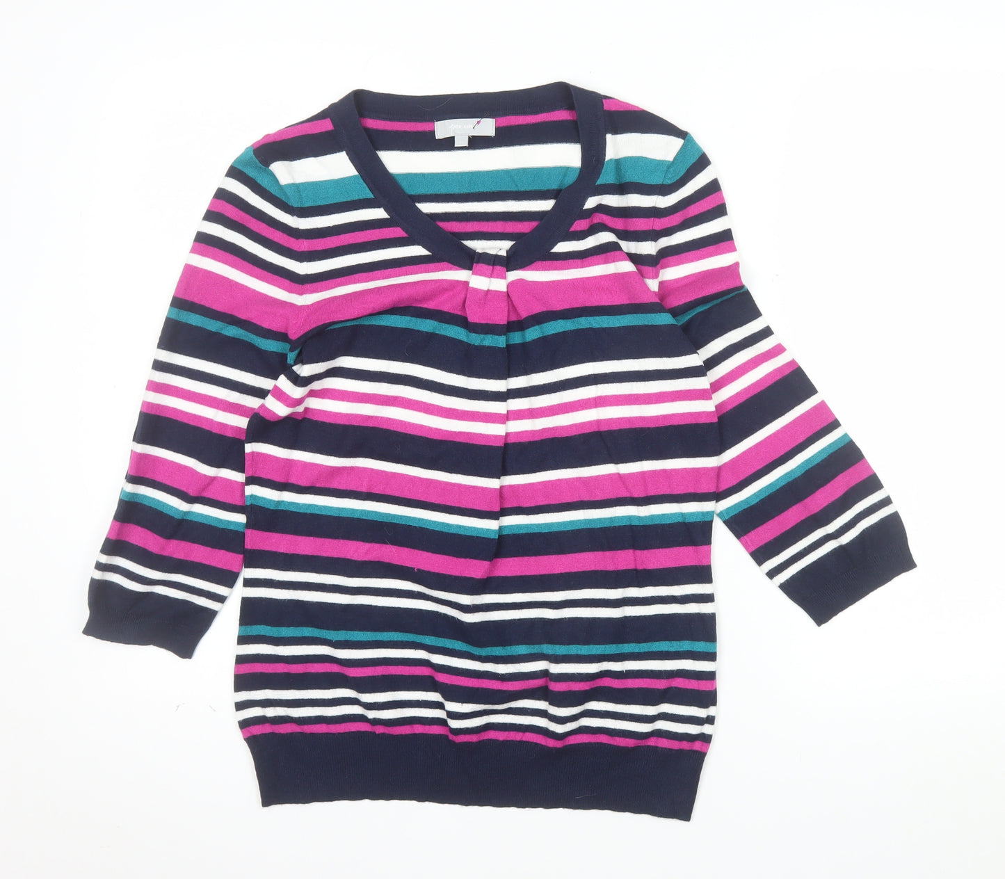 Marks and Spencer Women’s Multicoloured Striped V-Neck Jumper Size 12