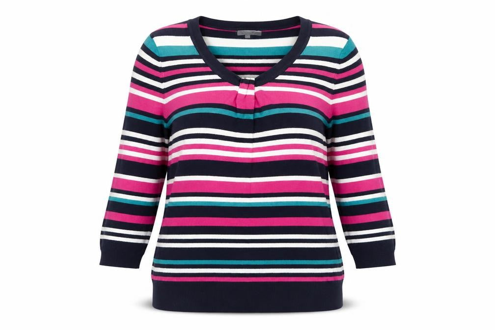 Marks and Spencer Women’s Multicoloured Striped V-Neck Jumper Size 12