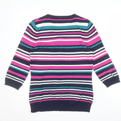Marks and Spencer Women’s Multicoloured Striped V-Neck Jumper Size 12