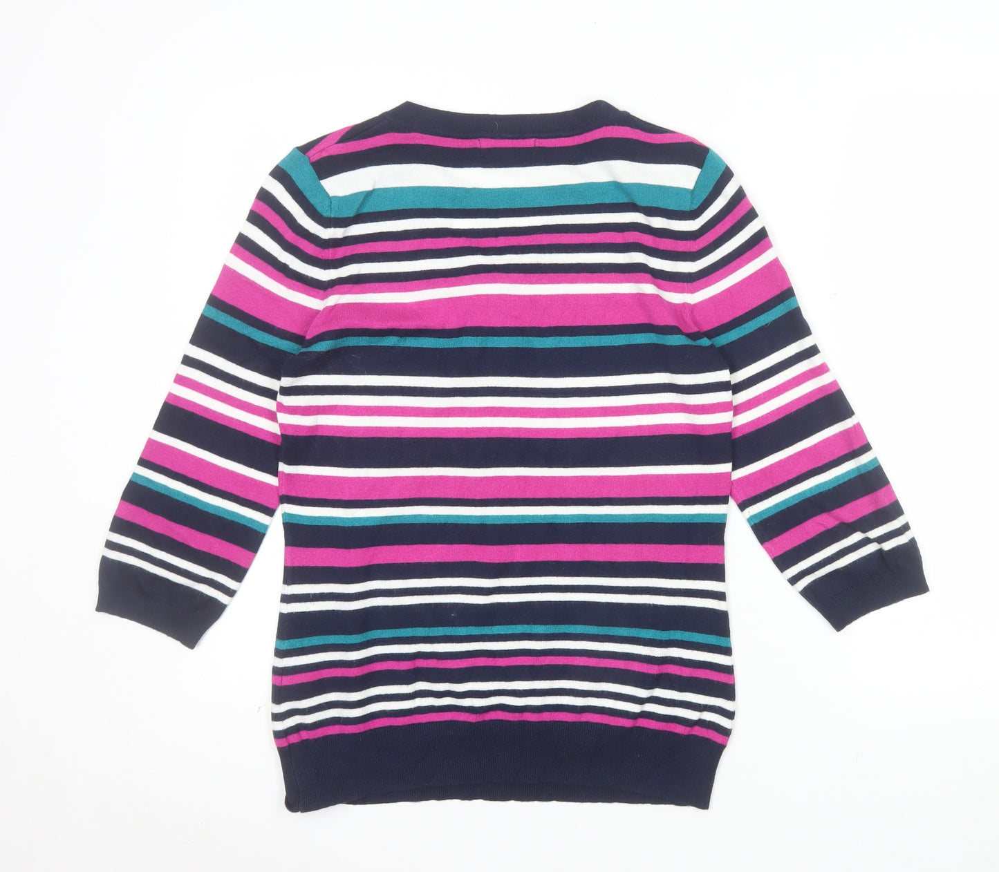 Marks and Spencer Women’s Multicoloured Striped V-Neck Jumper Size 12