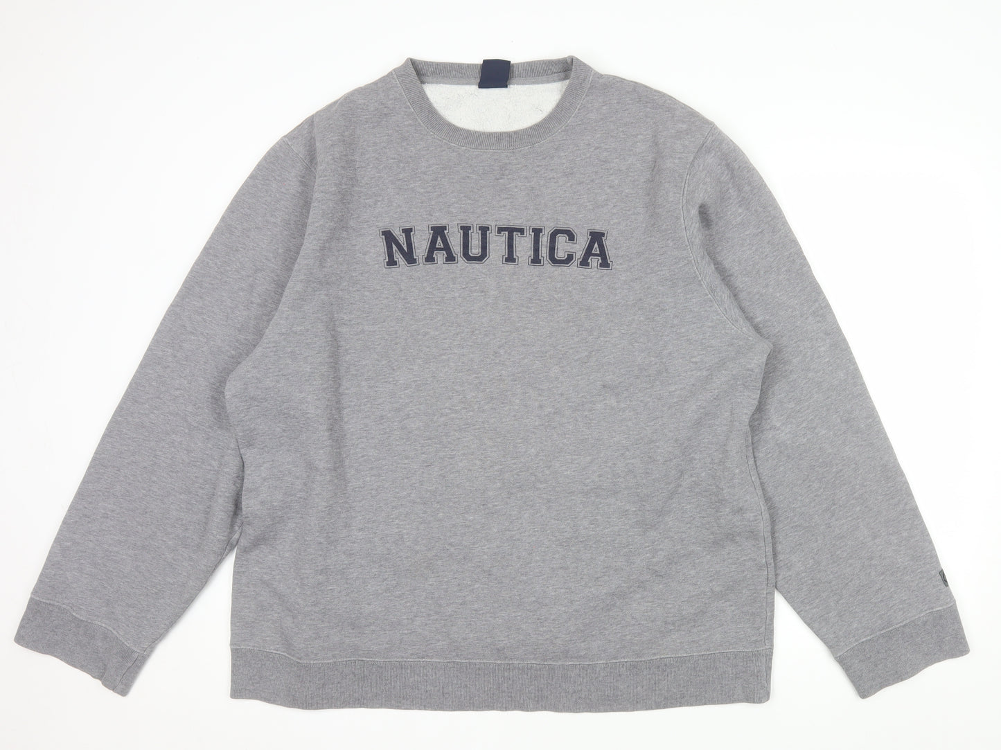 Nautica Mens Grey XL Pullover Crew Neck Logo Sweatshirt