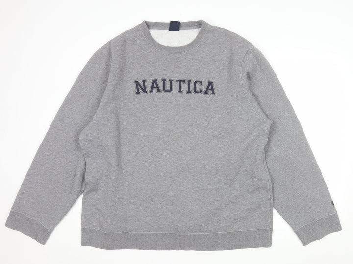 Nautica Mens Grey XL Pullover Crew Neck Logo Sweatshirt