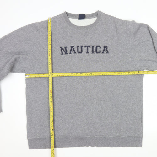 Nautica Mens Grey XL Pullover Crew Neck Logo Sweatshirt
