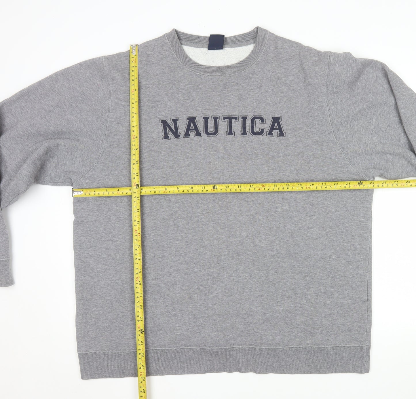 Nautica Mens Grey XL Pullover Crew Neck Logo Sweatshirt