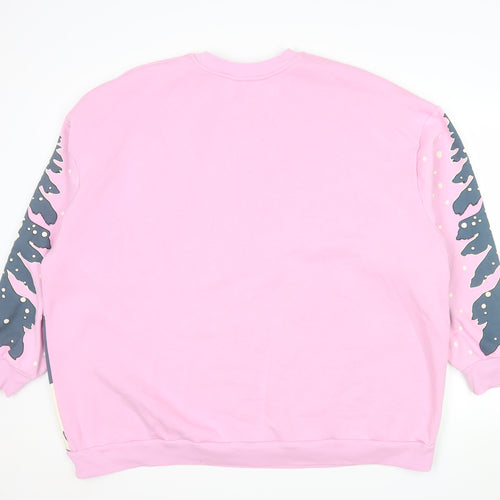 George Women Pink Christmas Cottage Print Pullover Sweatshirt XL 20-22