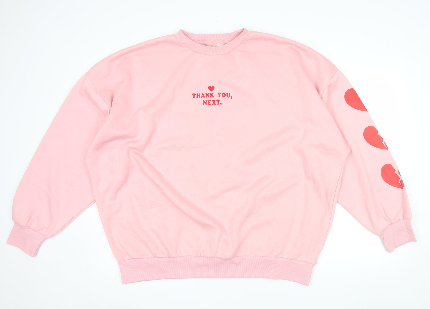 Skinnydip London Womens Pink XL Pullover Sweatshirt Thank You Next Print