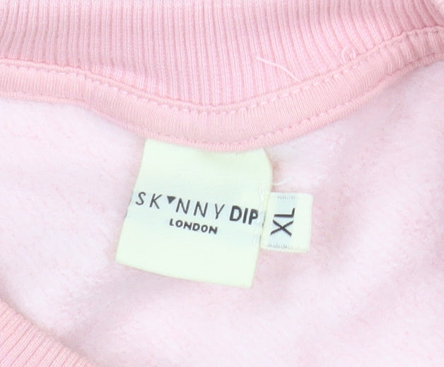 Skinnydip London Womens Pink XL Pullover Sweatshirt Thank You Next Print