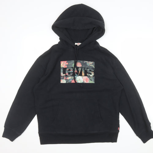 Levi's Men's Black Floral Logo Pullover Hoodie M Regular Fit