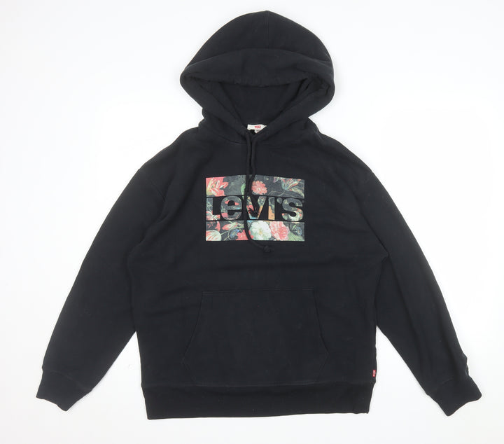 Levi's Men's Black Floral Logo Pullover Hoodie M Regular Fit