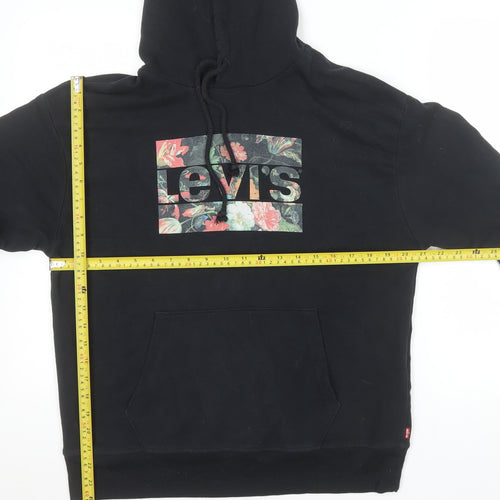 Levi's Men's Black Floral Logo Pullover Hoodie M Regular Fit