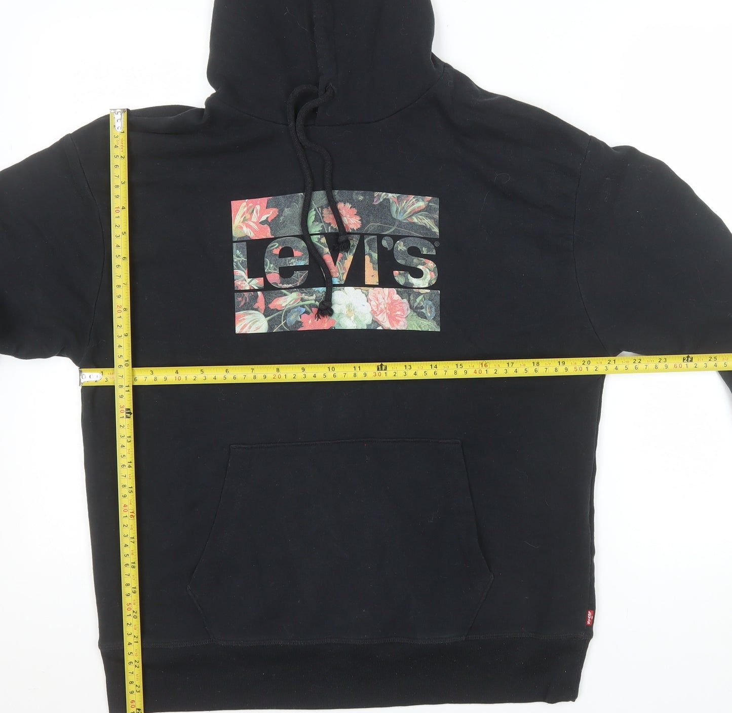 Levi's Men's Black Floral Logo Pullover Hoodie M Regular Fit