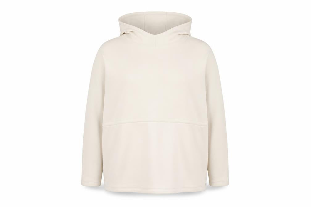 Front view of Marks & Spencer Women Beige, size 22, Pullover Hoodie Fleece