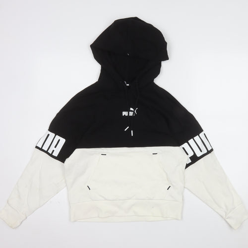 Puma Womens Black & White Pullover Hoodie XS Colourblock Logo
