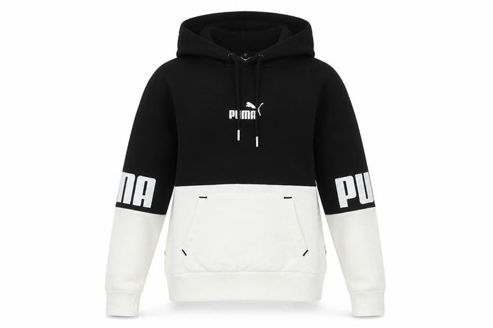 Puma Womens Black & White Pullover Hoodie XS Colourblock Logo