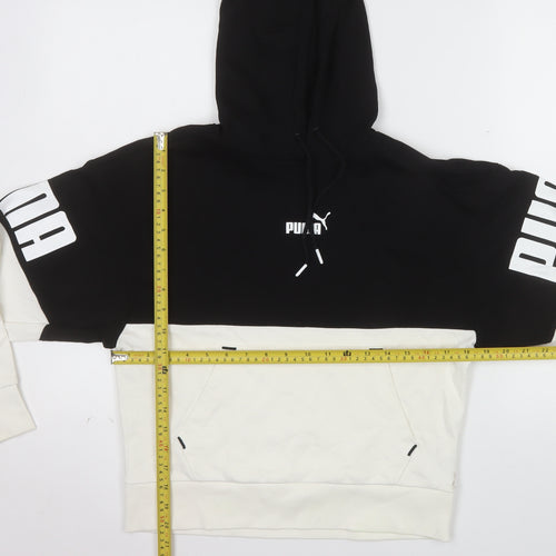 Puma Womens Black & White Pullover Hoodie XS Colourblock Logo