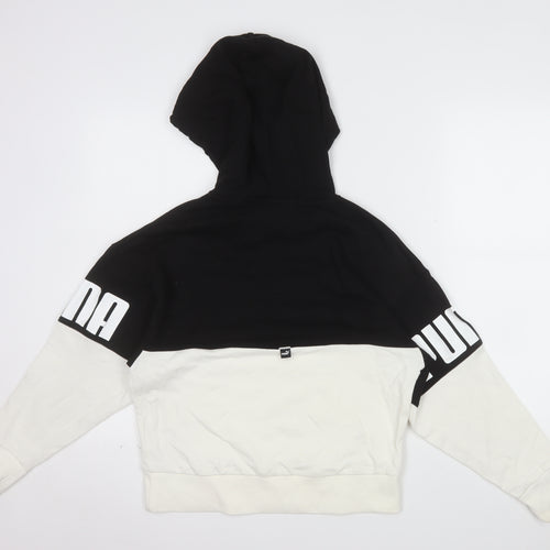 Puma Womens Black & White Pullover Hoodie XS Colourblock Logo