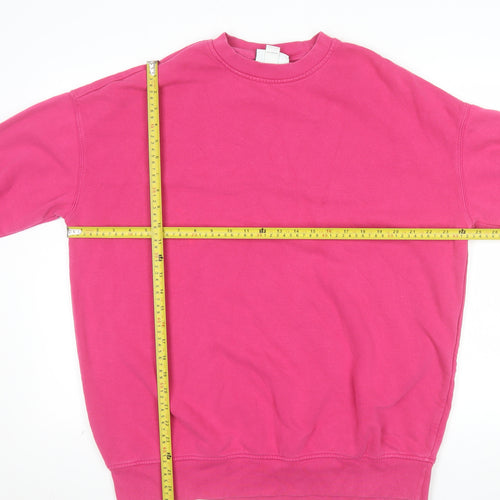 Monki Womens Pink Cotton Blend Crew Neck Pullover Sweatshirt XXS