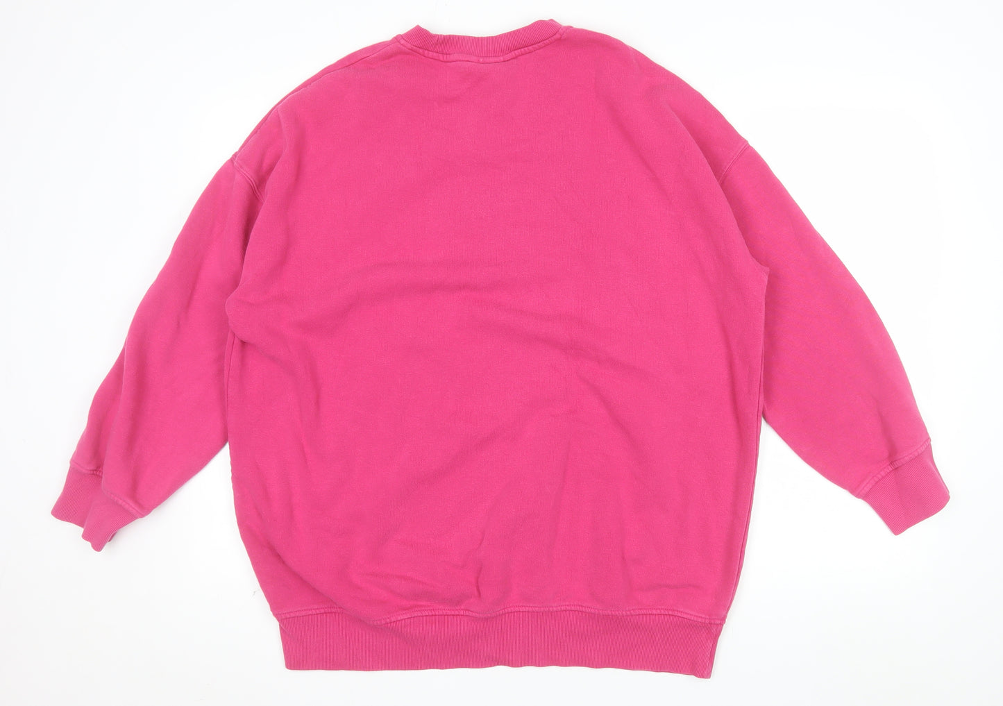 Monki Womens Pink Cotton Blend Crew Neck Pullover Sweatshirt XXS