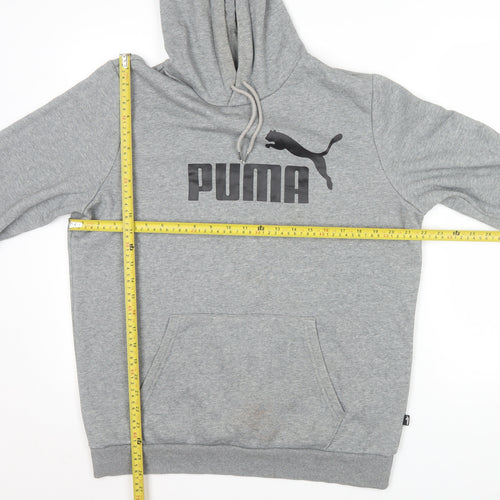 Puma Men's Grey Logo Pullover Hoodie Size M Regular Fit