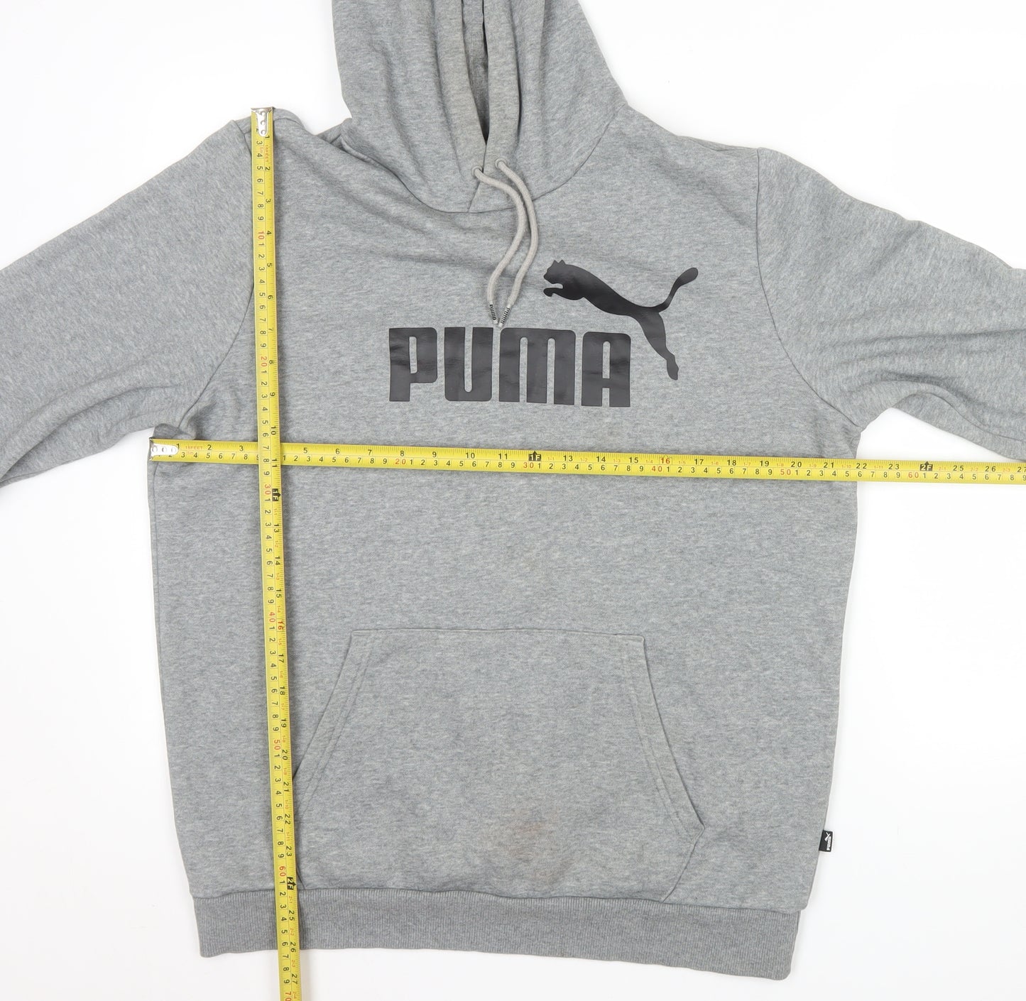 Puma Men's Grey Logo Pullover Hoodie Size M Regular Fit