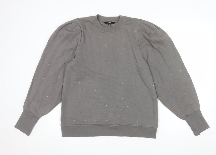 Next Women Grey Embellished Pullover Sweatshirt Size 14