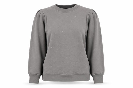 Front view of Next Women Grey Embellished Pullover Sweatshirt, size 14