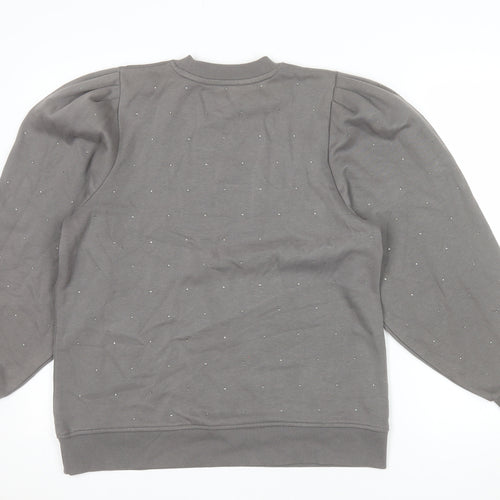 Next Women Grey Embellished Pullover Sweatshirt Size 14