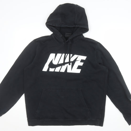 Nike Mens Black L Pullover Hoodie Fleece Sportswear Logo