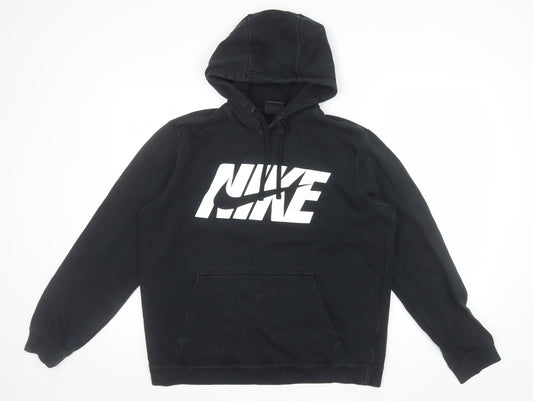 Nike Mens Black L Pullover Hoodie Fleece Sportswear Logo
