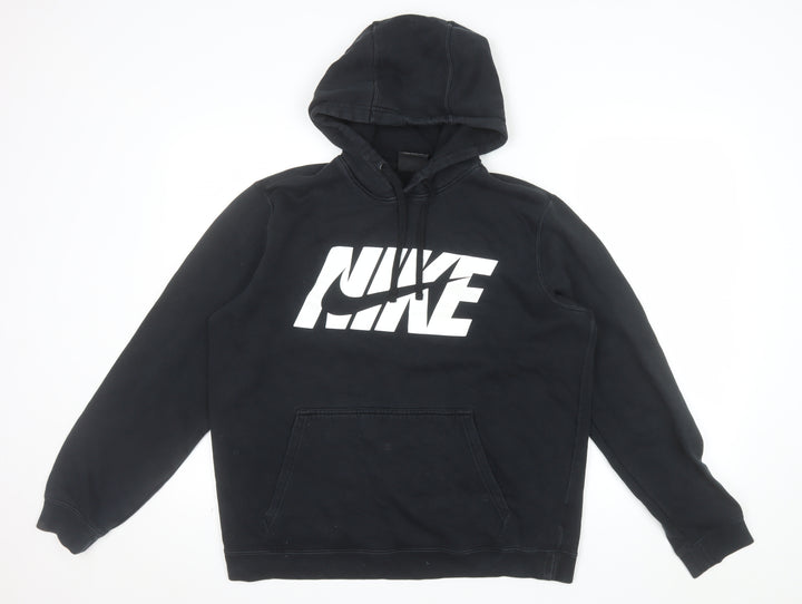 Nike Mens Black L Pullover Hoodie Fleece Sportswear Logo