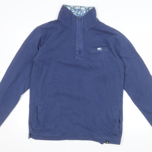 Joe Browns Women Blue 1/2 Zip Pullover Sweatshirt M 100% Cotton