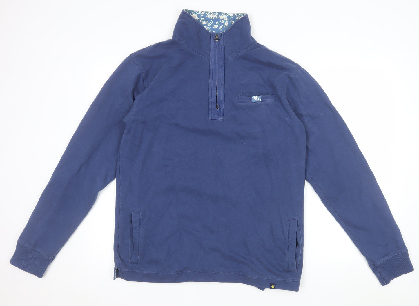 Joe Browns Women Blue 1/2 Zip Pullover Sweatshirt M 100% Cotton