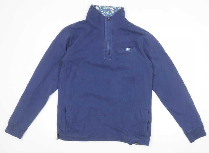 Joe Browns Women Blue 1/2 Zip Pullover Sweatshirt M 100% Cotton