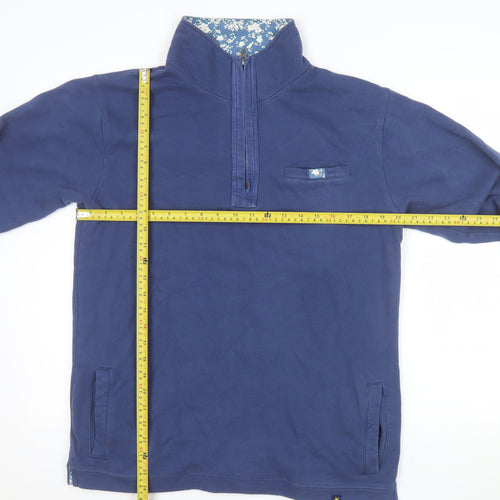 Joe Browns Women Blue 1/2 Zip Pullover Sweatshirt M 100% Cotton