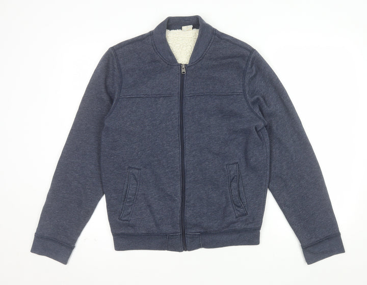 Hollister Men's Blue Full Zip Fleece Sweatshirt Size S