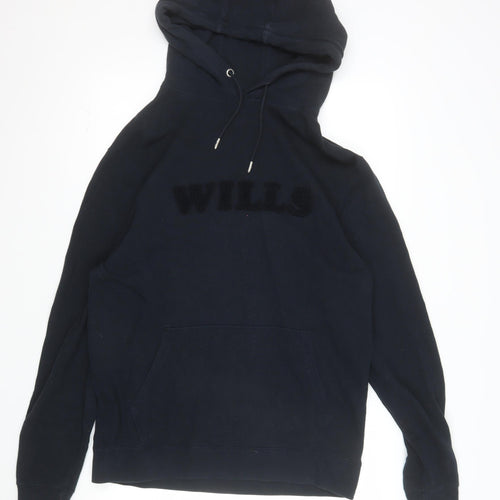 Jack Wills Men's Blue Pullover Hoodie M Logo Fleece Sweatshirt