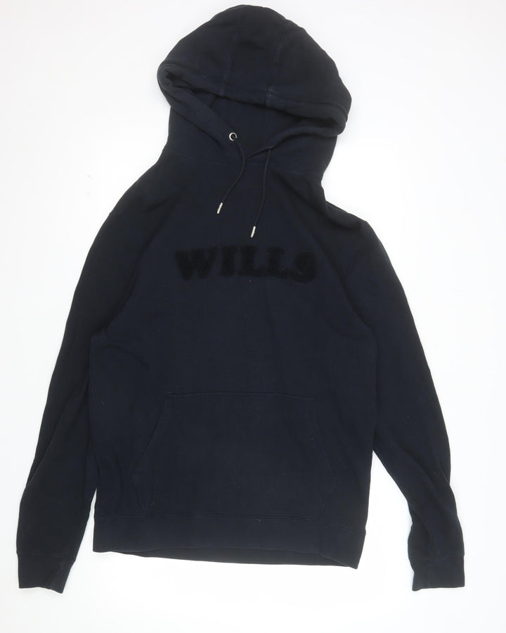 Jack Wills Men's Blue Pullover Hoodie M Logo Fleece Sweatshirt