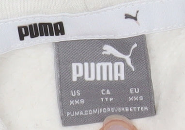 Puma Womens Beige Pullover Hoodie XXS Cotton Blend