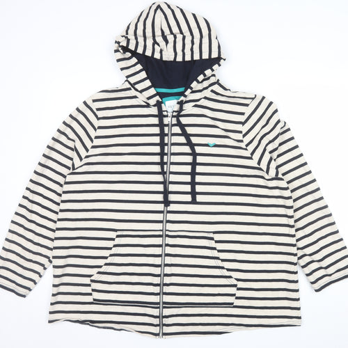Silver Lake Collection Women's Beige & Black Striped Full Zip Hoodie Size 22/24