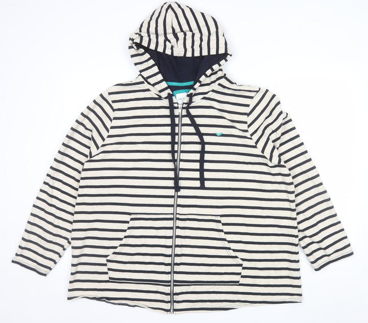 Silver Lake Collection Women's Beige & Black Striped Full Zip Hoodie Size 22/24