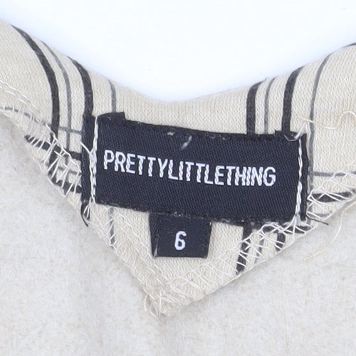 PrettyLittleThing Women Beige Check Pullover Sweatshirt Size 6