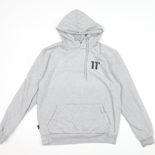 11 Degrees Mens Grey Pullover Hoodie Small Regular Fit