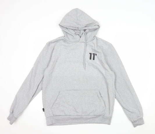 11 Degrees Mens Grey Pullover Hoodie Small Regular Fit