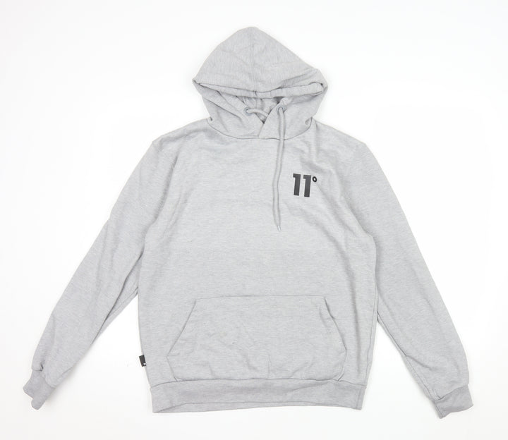 11 Degrees Mens Grey Pullover Hoodie Small Regular Fit
