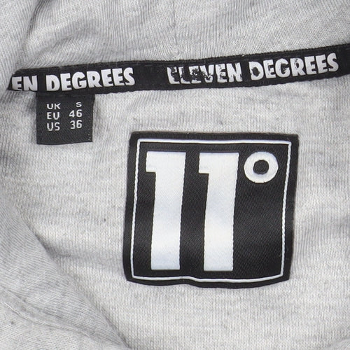 11 Degrees Mens Grey Pullover Hoodie Small Regular Fit